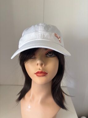 Puma White Cap with Rose Gold Puma Cat Accent